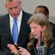 NYC Mayor Bill de Blasio, and NYPD Deputy Commissioner of Information Technology Jessica Tisch. Photo: AP